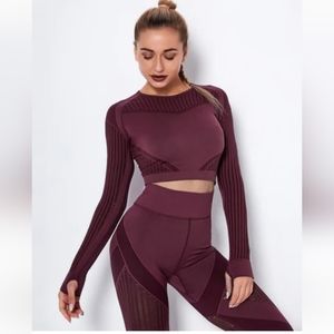 Amelia Activewear Lorica Burgundy Top and Leggings Set M